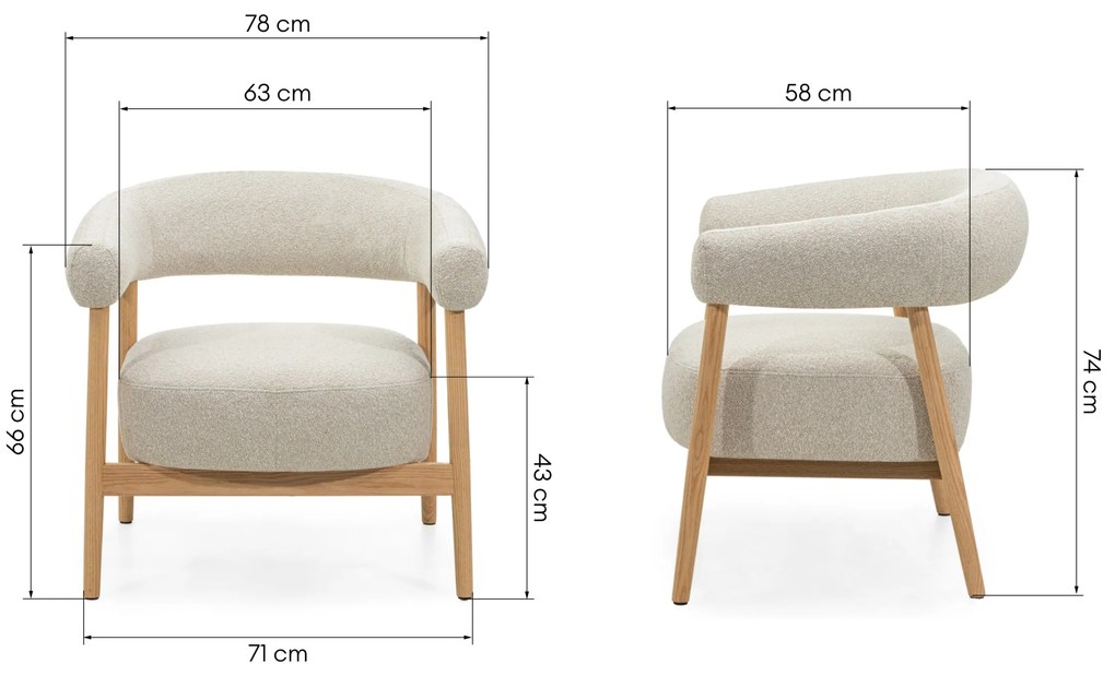 Designové křeslo Montepulciano z masivu světle béžové