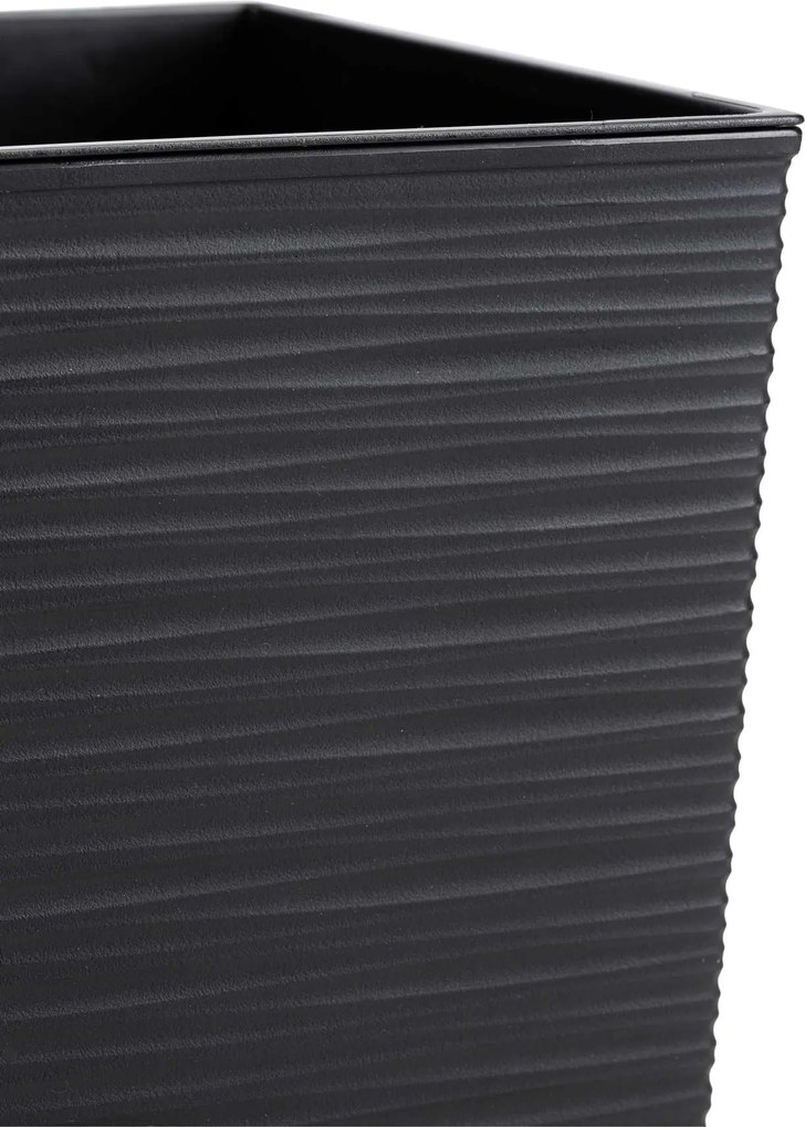 PLASTOVÝ KVETINÁČ FLORE RIFLO SADA 2KS 30X30 CM+25X25 CM ČIERNA