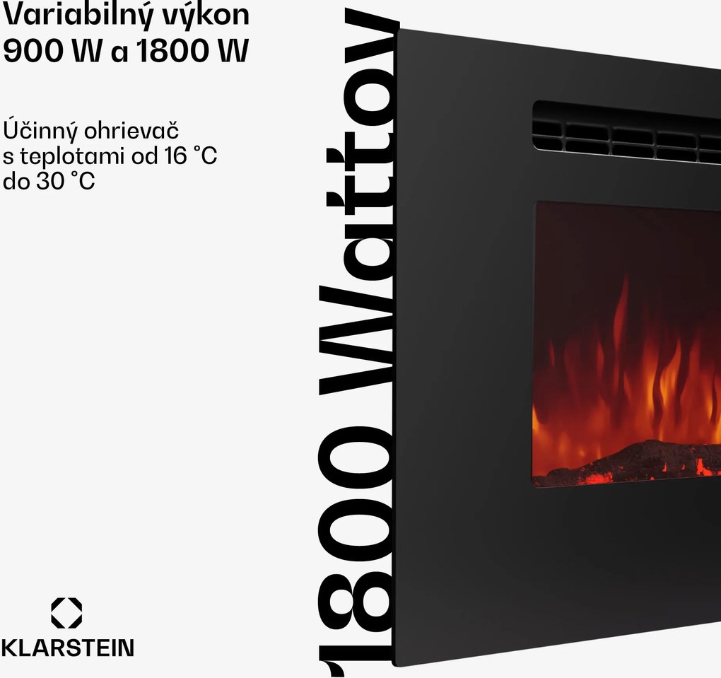 Klarstein Galeras 152, elektrický nástenný krb, 1800 W, LED