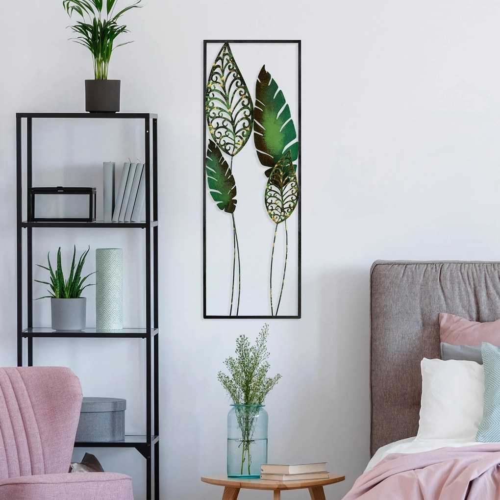 Nástěnná kovová dekorace Timeyi 2 zelená/černá