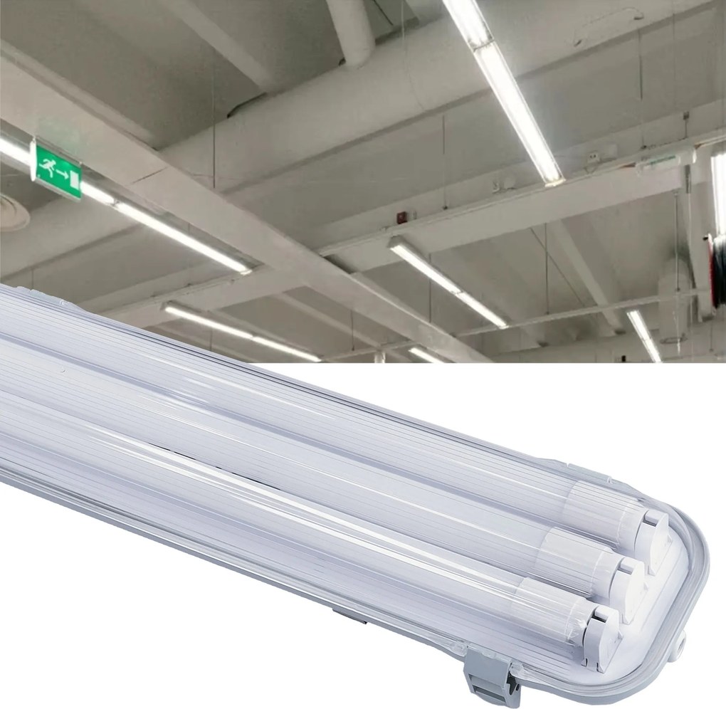 SADA Hermetické LED svietidlo 120cm 3xG13 s reflektorom + 18W LED trubice