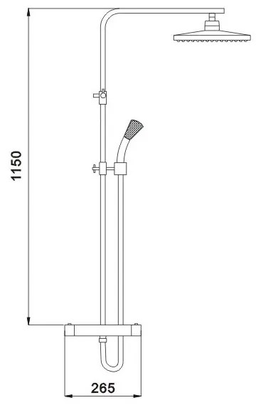 Mexen CUBE SET, Sprchový set s termostatickou batériou, horné pripojenie a sprchová sada, chrom, 3/4" + 1/2", 78910-00 + 77250-00