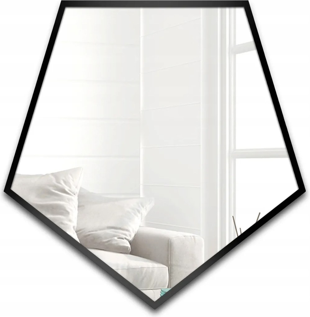 Geometrické zrkadlo Penta v čiernom ráme Mdf 190X181 nástenné