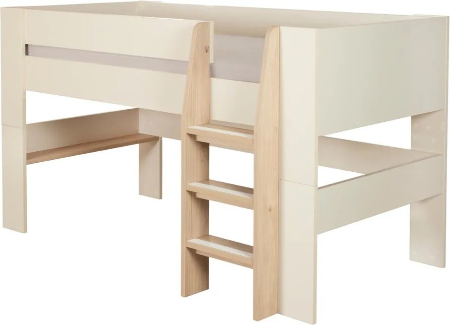 Béžová vyvýšená detská posteľ bez roštu 90x200 cm Loft – Roba