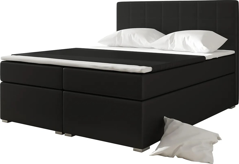 Čalúnená manželská posteľ s úložným priestorom Anzia 180 - čierna (Soft 11)
