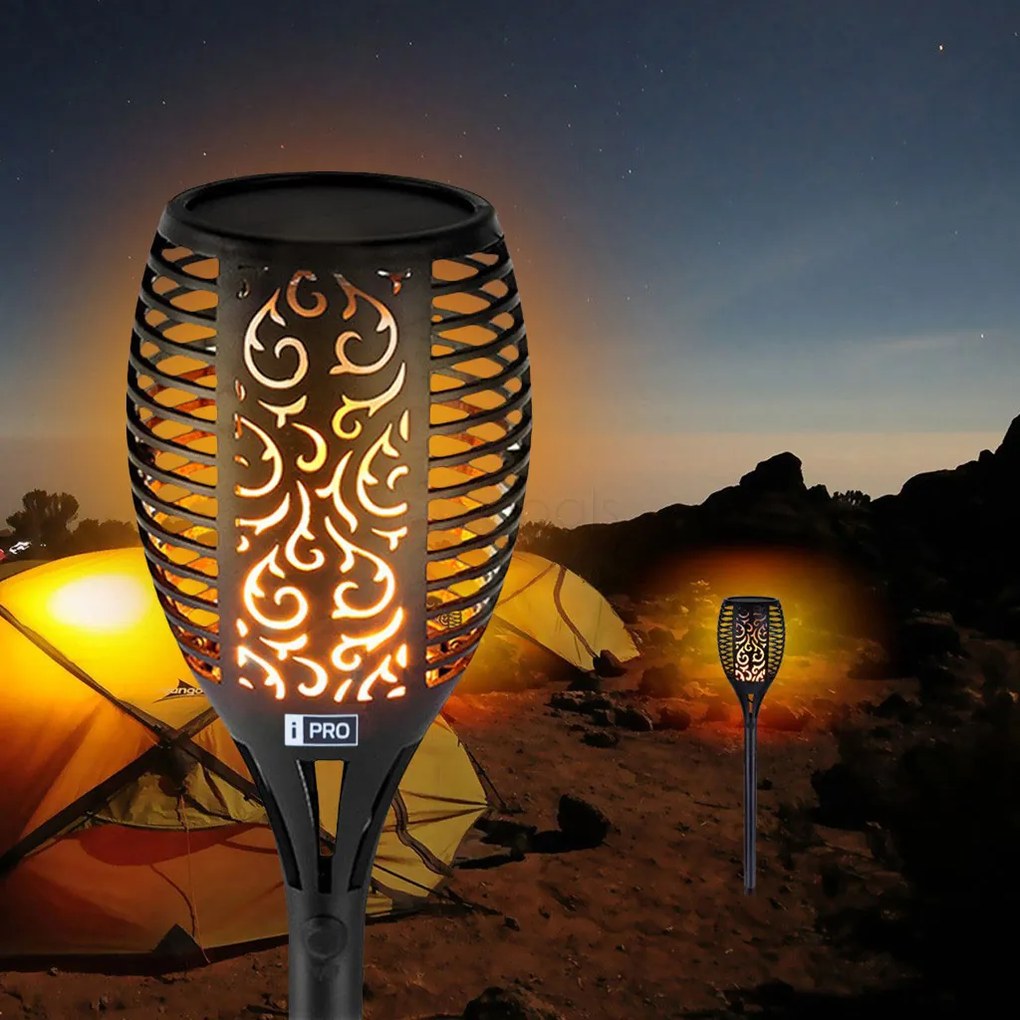 Bezdoteku LEDSolar 96 solárne vonkajšie horiacu fakľu pochodeň 4 ks, 96 LED, bezdrôtové, IPRO, 1W, teplá            farba