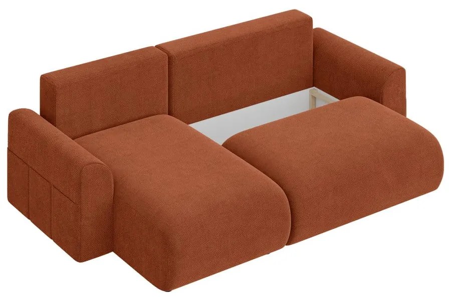 Rozkladacia rohová pohovka v tehlovooranžovej farbe (variabilná) Lorine – Ropez