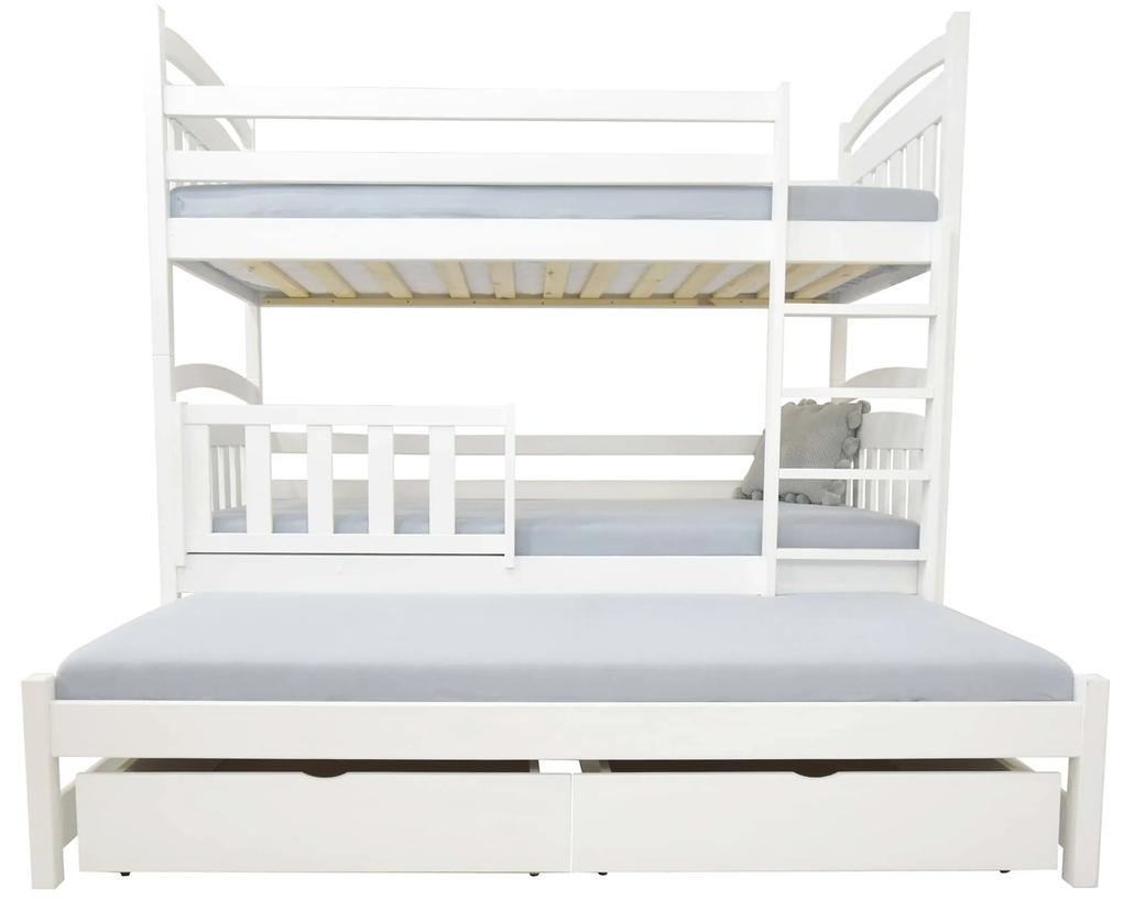 FA Petra 1 200x90 Poschodová posteľ s prístelkou Farba: Prírodná, Variant rošt: S roštami