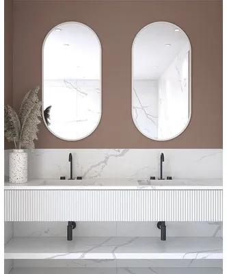 Oválne zrkadlo do kúpeľne Mirro 100 x 50 cm v bielom ráme