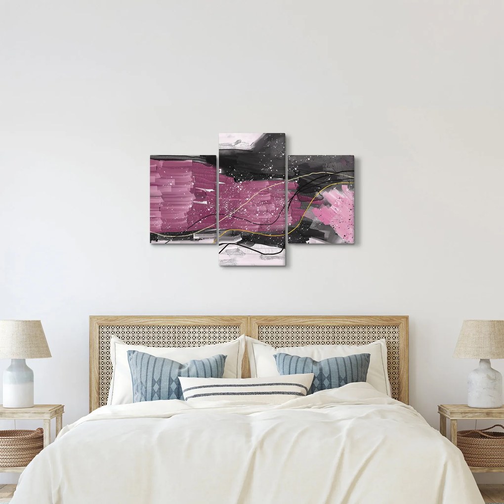 Obraz - Ružovo-čierna abstrakcia (90x60 cm)