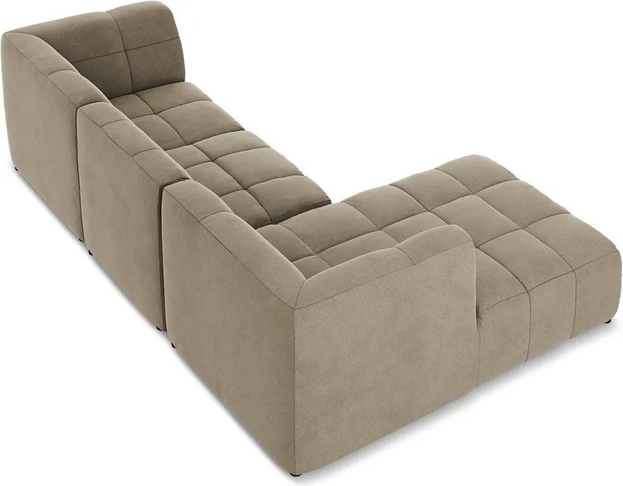 Hnedá zamatová rohová pohovka (ľavý roh/s leňoškou) Aloha – Makamii