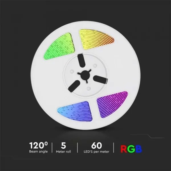 LED RGB Stmievateľný solárny pásik LED/1,2W/3,7V IP67 5m