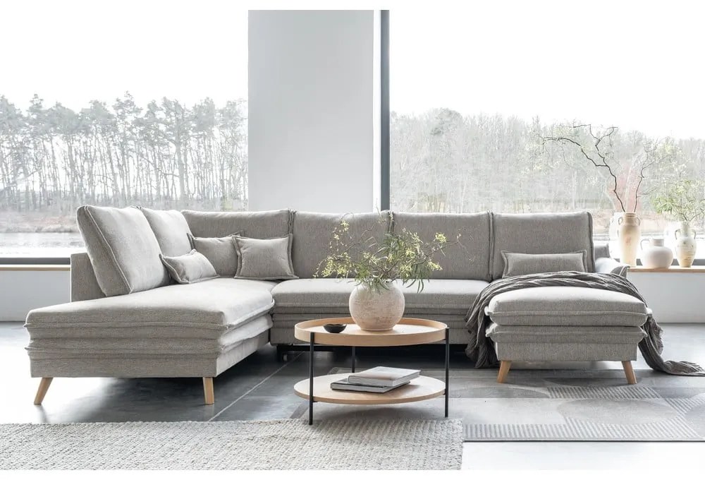 Béžová rozkladacia rohová pohovka (ľavý roh/do tvaru "U") Charming Charlie – Miuform