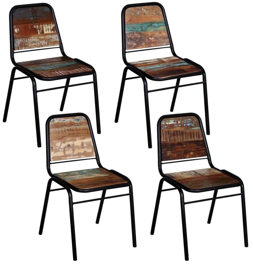 vidaXL Jedálenské stoličky 4 ks, recyklovaný masív
