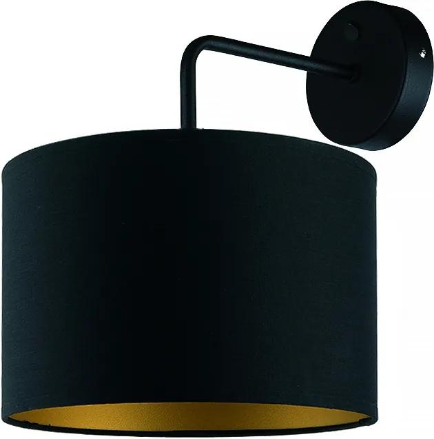 ALICE | Nástenná lampa s textilným tienidlom Farba: Čierna / Zlatá