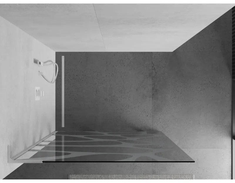 Mexen Kioto L, sprchová zástena Walk-In 90 x 200 cm, 8mm číre sklo biely vzor, biely profil, 800-090-103-20-97