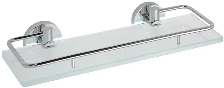 Sapho Sapho, X-ROUND E polička sklenená s výklopnou hrazdou 300x130mm, mliečne sklo, chróm, XR607