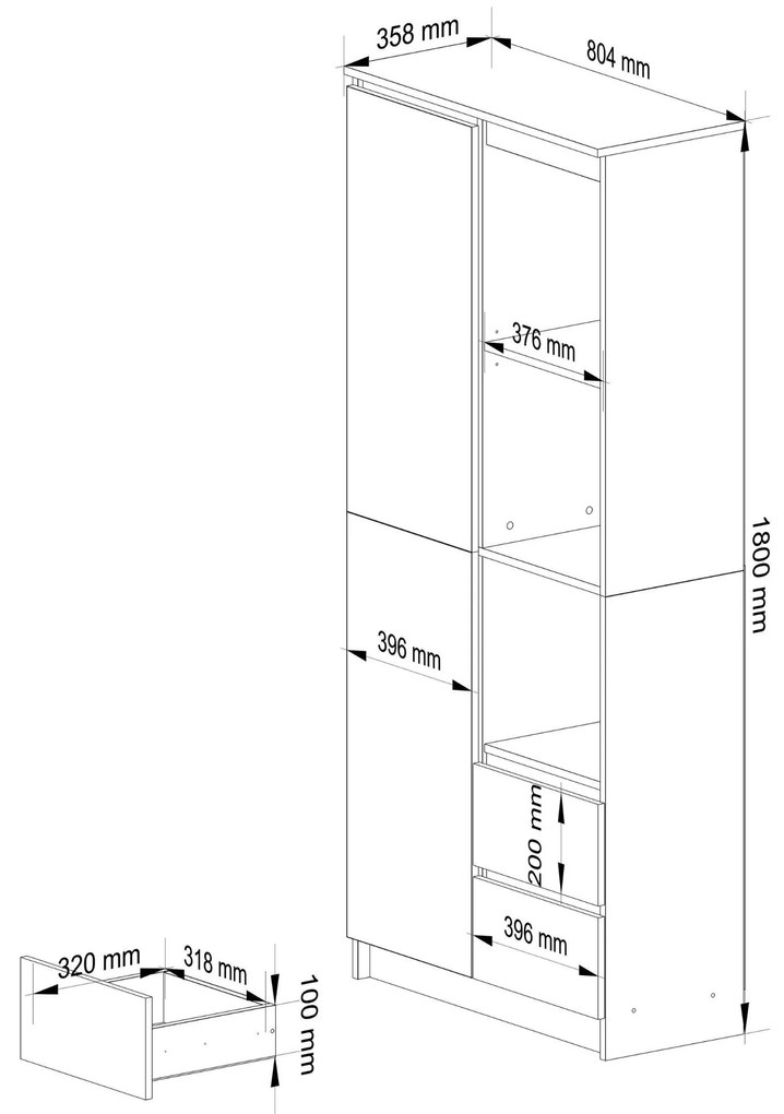Skriňa Rexa 80 cm biela
