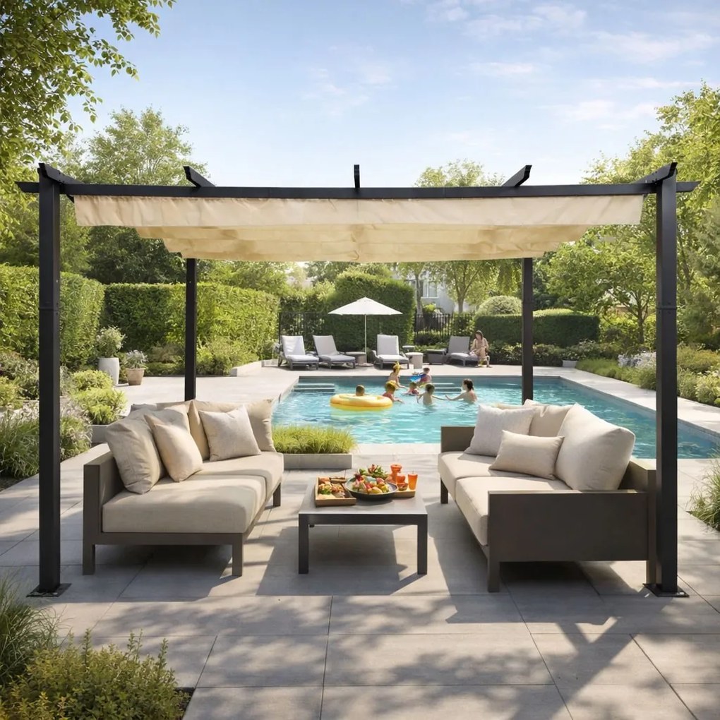 Zahradní pergola s posuvným střešním systémem Zenia 3x4 m béžová