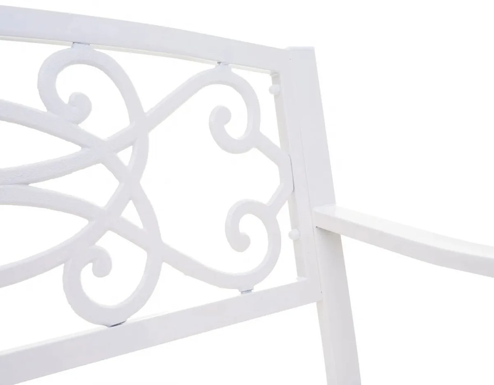 Záhradná lavička HWC-F44, 2-miestna oceľ s práškovým nástrekom - biela