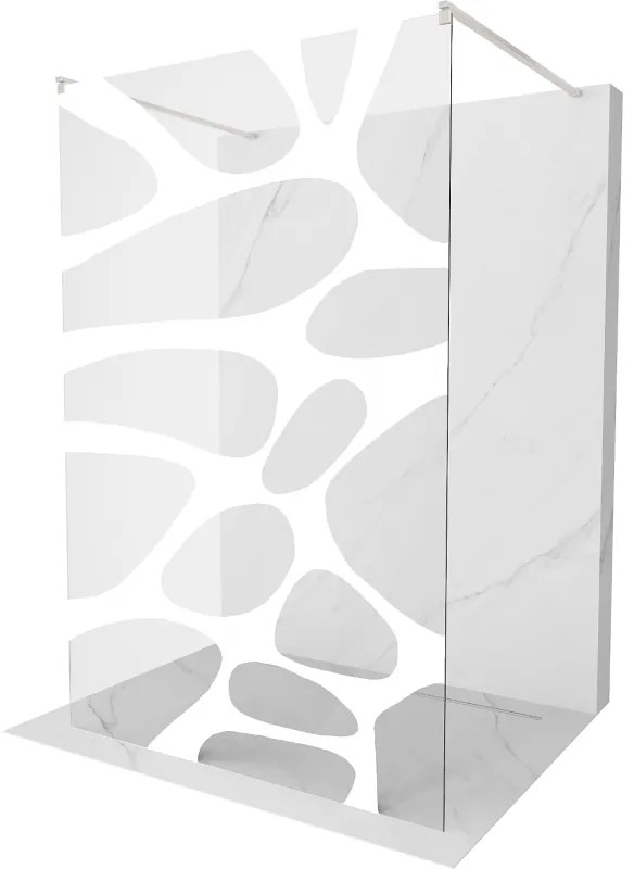 Mexen Kioto, sprchová zástena Walk-In 120 x 200 cm, 8mm číre sklo biely vzor, brúsená oceľ profil, 800-120-002-97-97