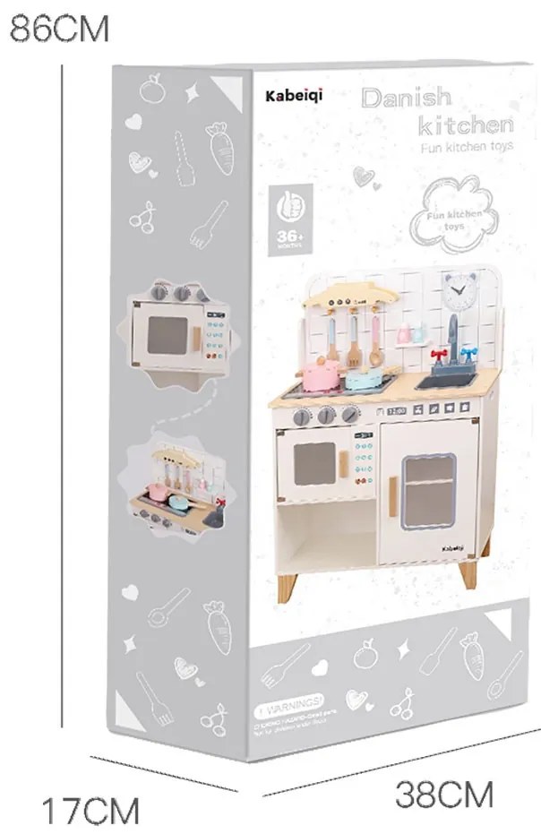 Detská drevená kuchynka s vybavením Montessori Baby Mix biela