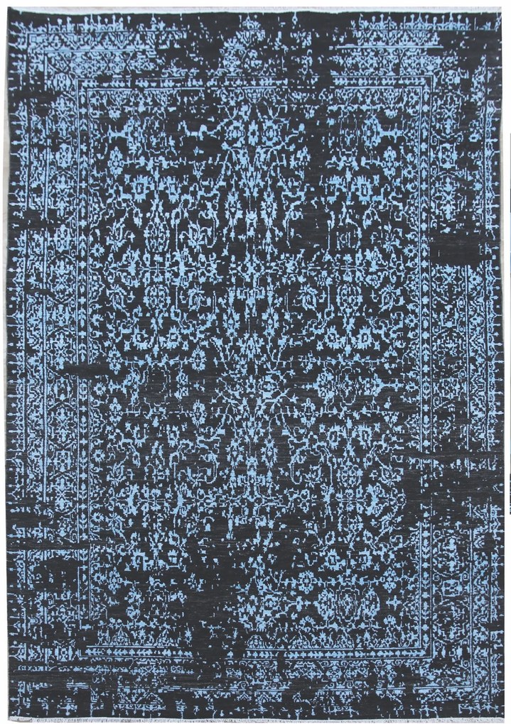 Diamond Carpets India, Ručne viazaný kusový koberec Diamond DC-JK 1 Denim blue / aqua, 180x275, modrá, chodba / predsieň