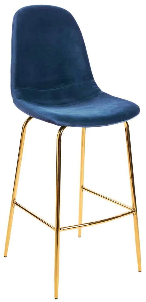 Modrá zamatová barová stolička Scandinavia »