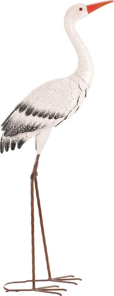 Bocian - 76 cm, kovová záhradná dekorácia, farba biela Farba: Biela