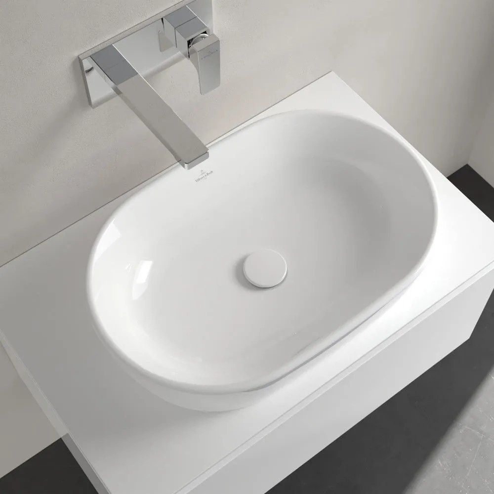 VILLEROY &amp; BOCH Architectura oválne umývadlo na dosku bez otvoru, bez prepadu, 600 x 400 mm, biela alpská, 5A266101