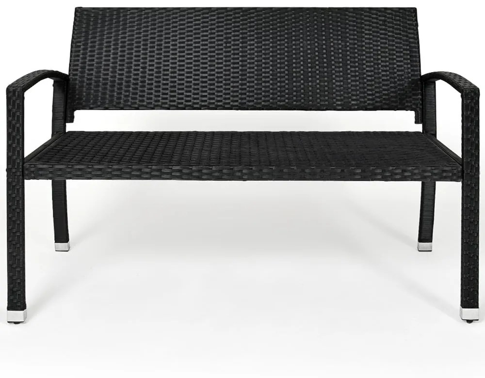Casaria Záhradná lavica polyratan, 122x55x90cm čierna