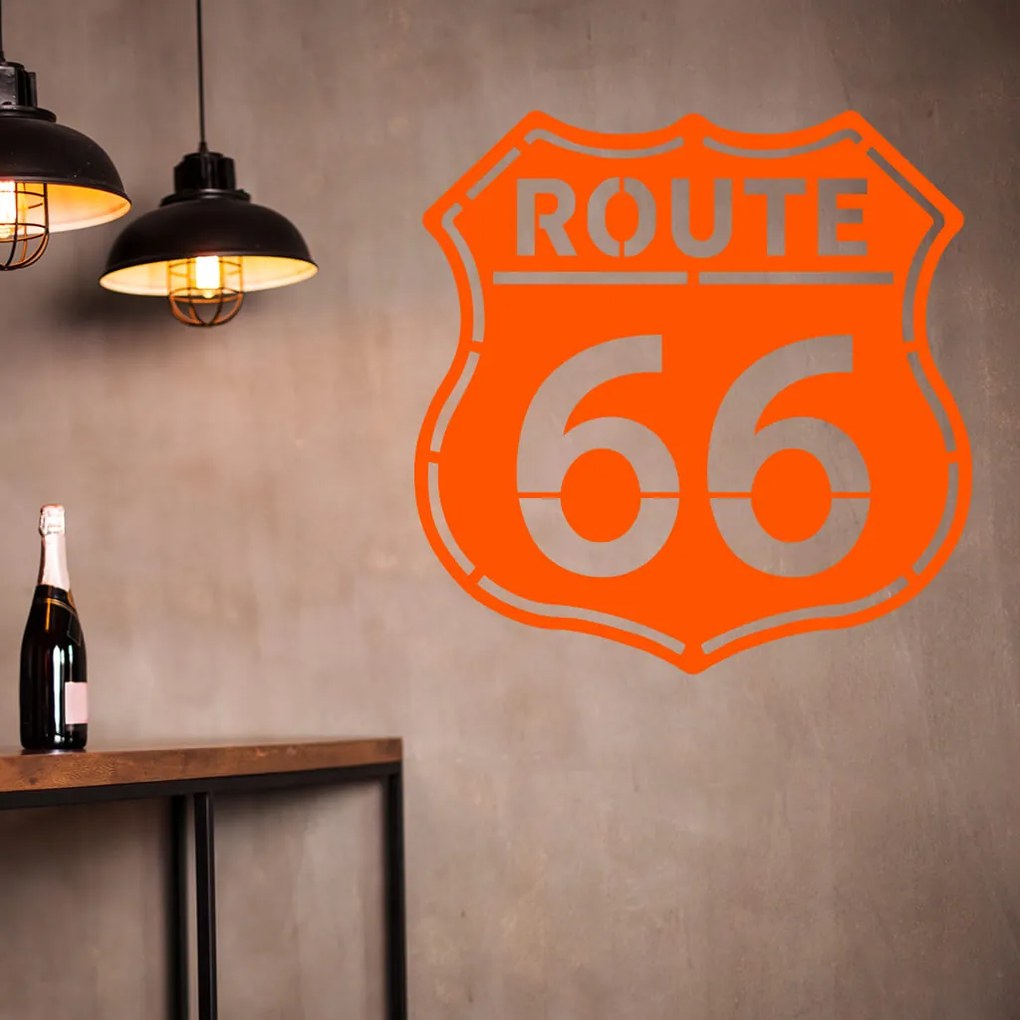 Veselá Stena Samolepka Route 66 Farba: oranžová, Veľkosť: 60 x 60 cm