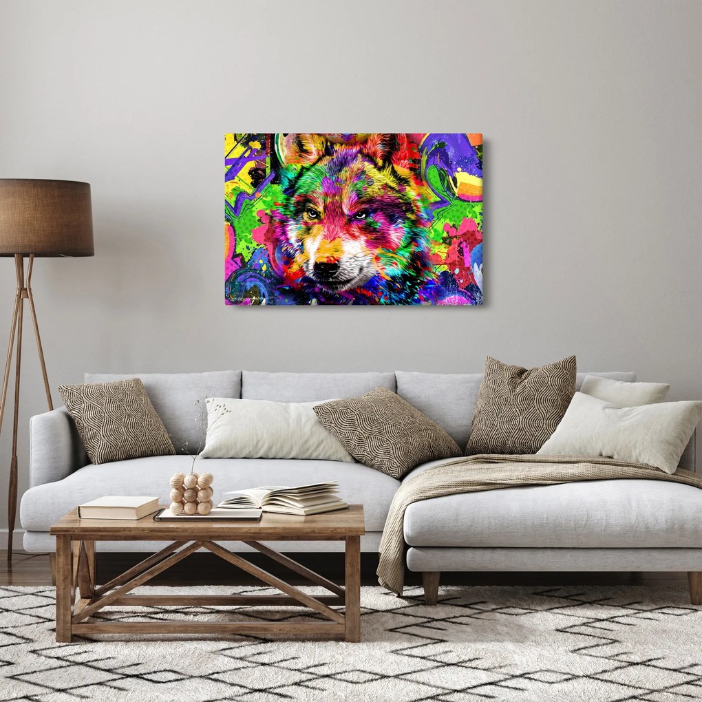 Obraz - Vlk s graffiti (90x60 cm)