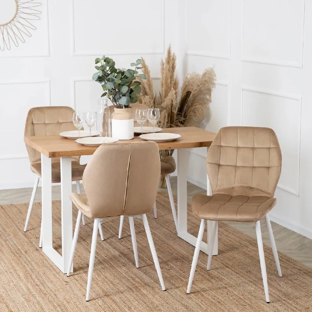 PROXIMA.store - Čalúnená jedálenska stolička LUCKY FARBA: béžová, FARBA NÔH: zlatá