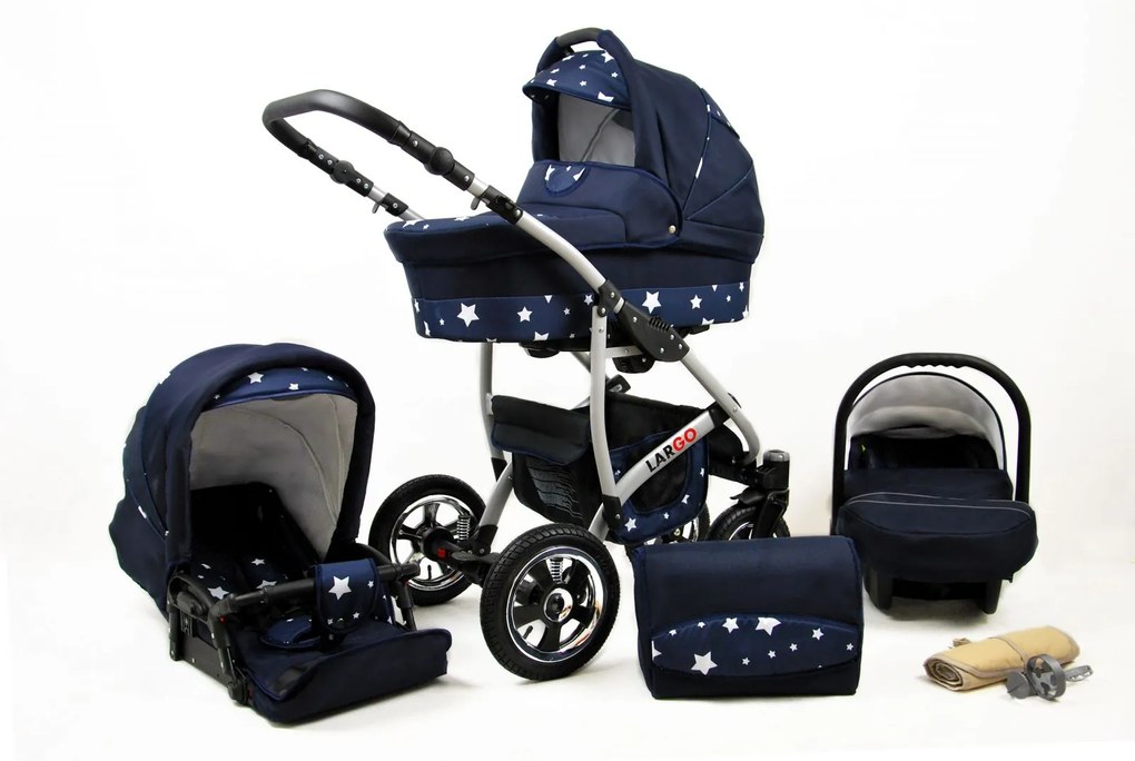 Kombinovaný kočík Raf-pol Largo - Navy BLUE STAR (2-kombinácia)
