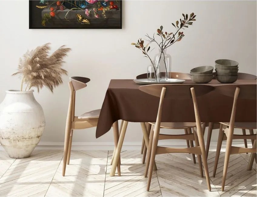 Dekorstudio Teflónovy obrus na stôl Gold II - hnedý Rozmer obrusu (šírka x dĺžka): 140x200cm