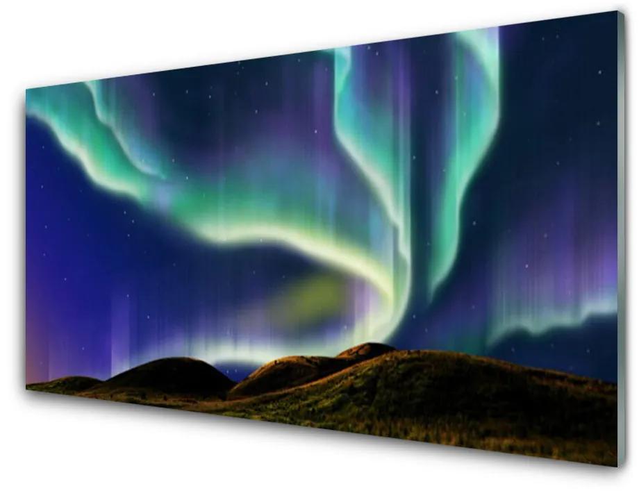 Obraz na skle Polárna žiara krajina 120x60 cm