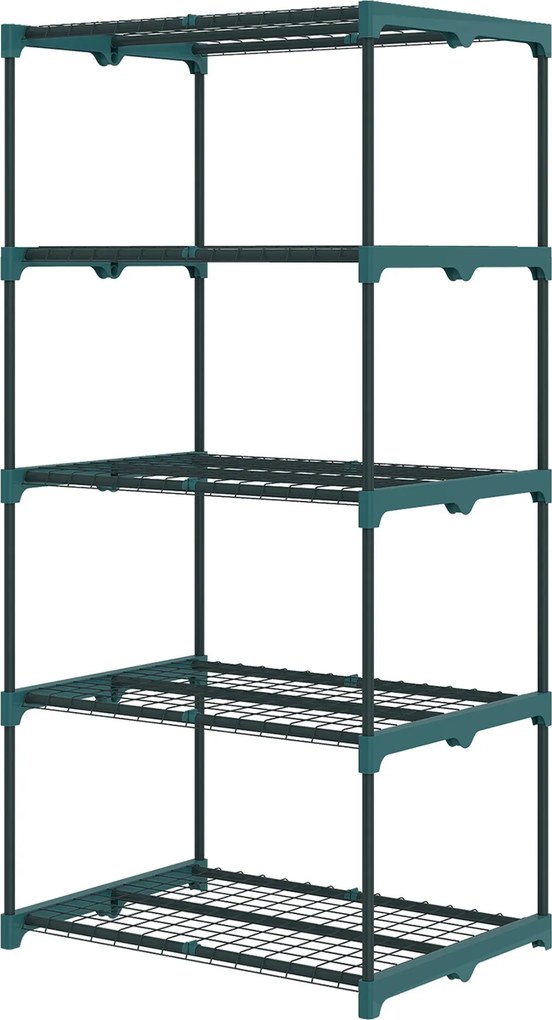 Outsunny 5-poschodový oceľový stojan na rastliny – do interiéru aj exteriéru, tmavozelený, 67 × 49 × 138 cm | Aosom