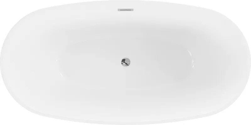 Mexen Eris, voľne stojaca vaňa 180 x 80 cm, biela, chrómový prepad, 53441808000-01
