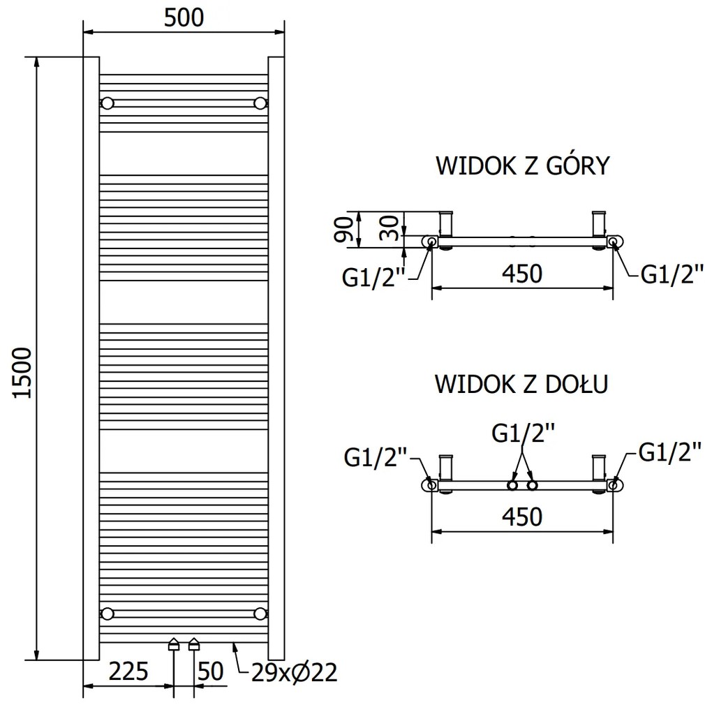 Mexen Mars, elektrické vykurovacie teleso 1500 x 500 mm, 600 W, zlatá lesklá, W110-1500-500-2600-50