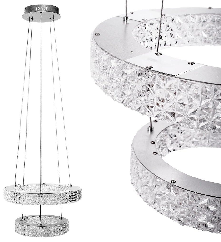 Toolight Toolight, LED krištáľové stropné svietidlo 40cm, 36W, 4000K, 3500 lm, MS006-CP, chrómová, OSW-09616