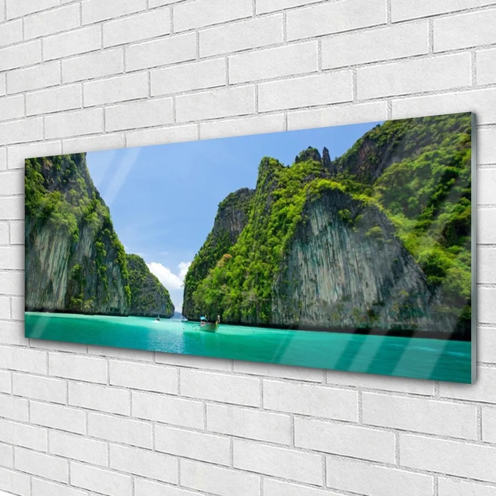 Obraz plexi Hora voda záliv krajina 125x50 cm