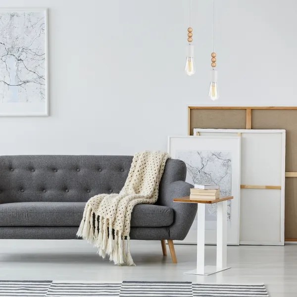 Luster na lanku SIMON 2xE27/60W/230V biela/buk