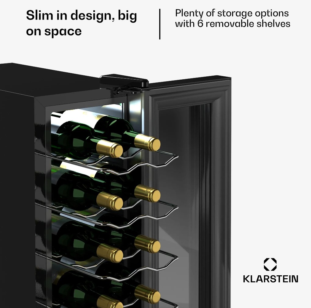 Klarstein Shiraz 14 Slim Uno chladnička na víno 14 fliaš 5 - 18 °C dotykové ovládanie
