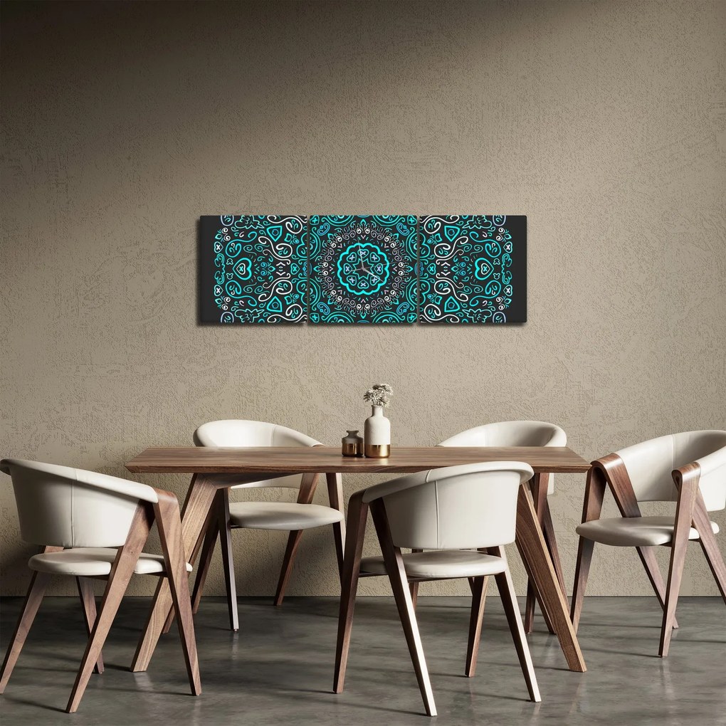 Obraz ornamentálne abstrakcie (s hodinami) (90x30 cm)