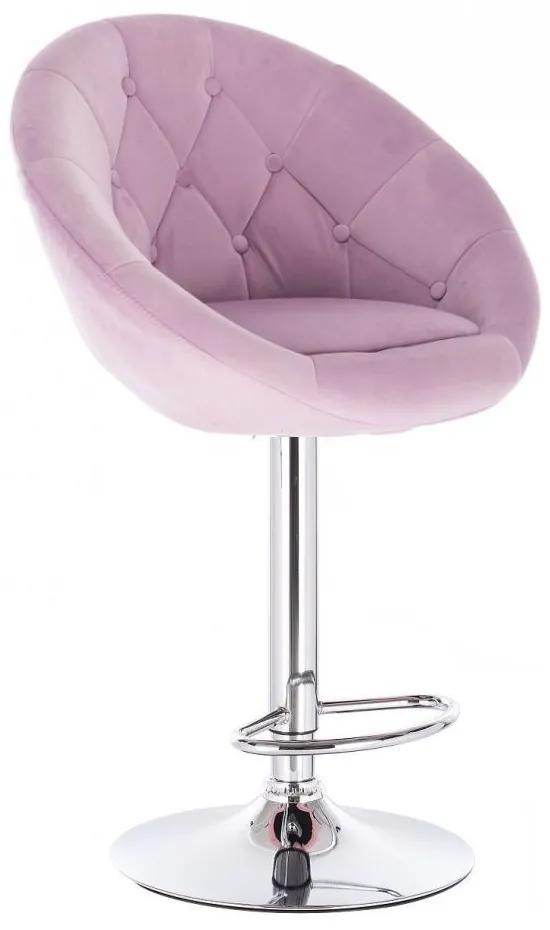 LuxuryForm Barová stolička VERA VELUR na striebornom tanieri - levanduľa