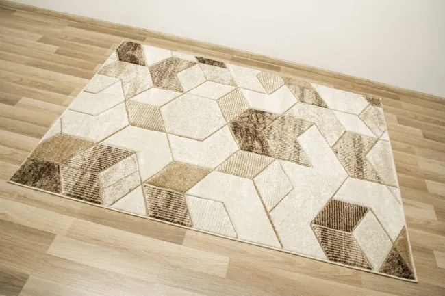 Koberec Amelia B101B geometrický, béžový / hnedý