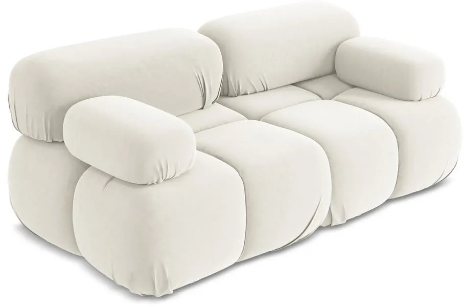 Biela zamatová pohovka 190 cm Lokua – Makamii