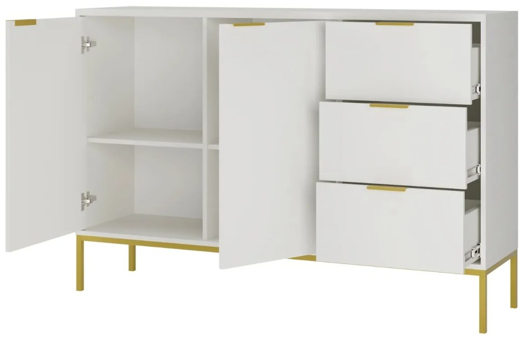Komoda Austin150 cm biela/zlatá