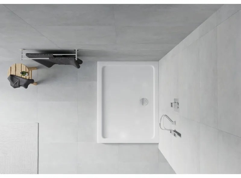 Mexen SLIM - Obdĺžniková sprchová vanička 140x90x5cm + chrómový sifón, biela, 40109014